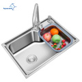Aquacubic kitchen above counter deep drawn press big single bowl sinks stainless steel kitchen sink